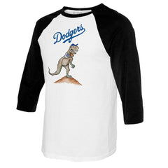 Los Angeles Dodgers Tiny Turnip Women's TT Rex 3/4-Sleeve Raglan T-Shirt White/Black