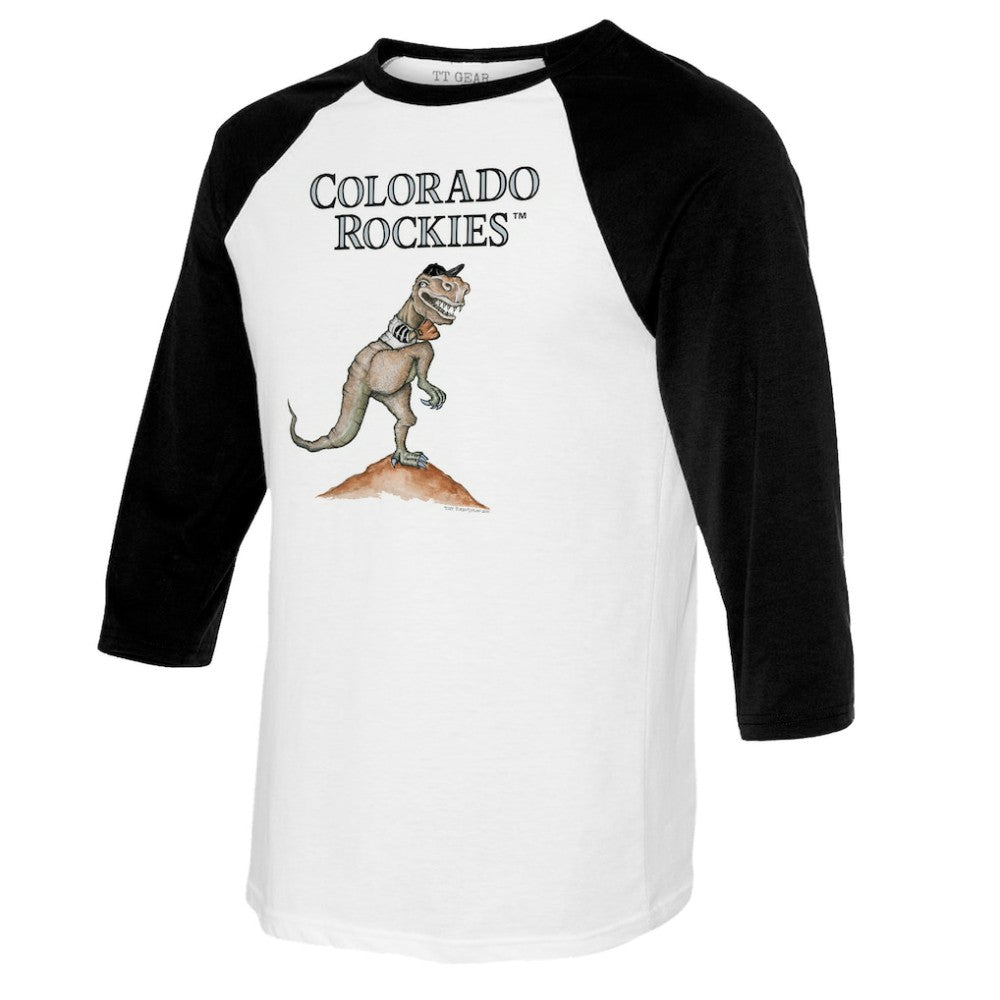 Colorado Rockies Tiny Turnip Youth TT Rex Raglan 3/4 Sleeve T-Shirt White/Black