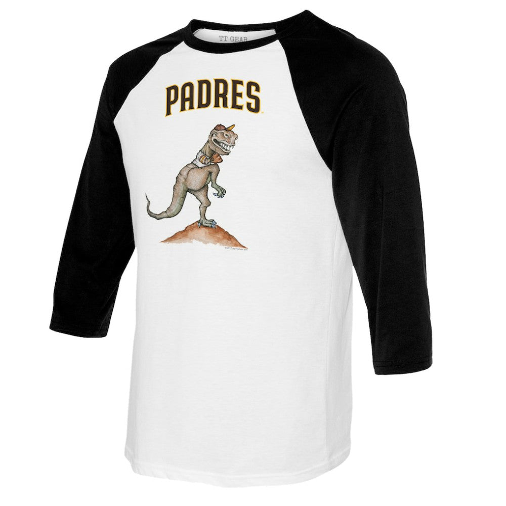 San Diego Padres Tiny Turnip Youth TT Rex Raglan 3/4 Sleeve T-Shirt White/Black