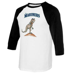 Seattle Mariners Tiny Turnip Youth TT Rex Raglan 3/4 Sleeve T-Shirt White/Black