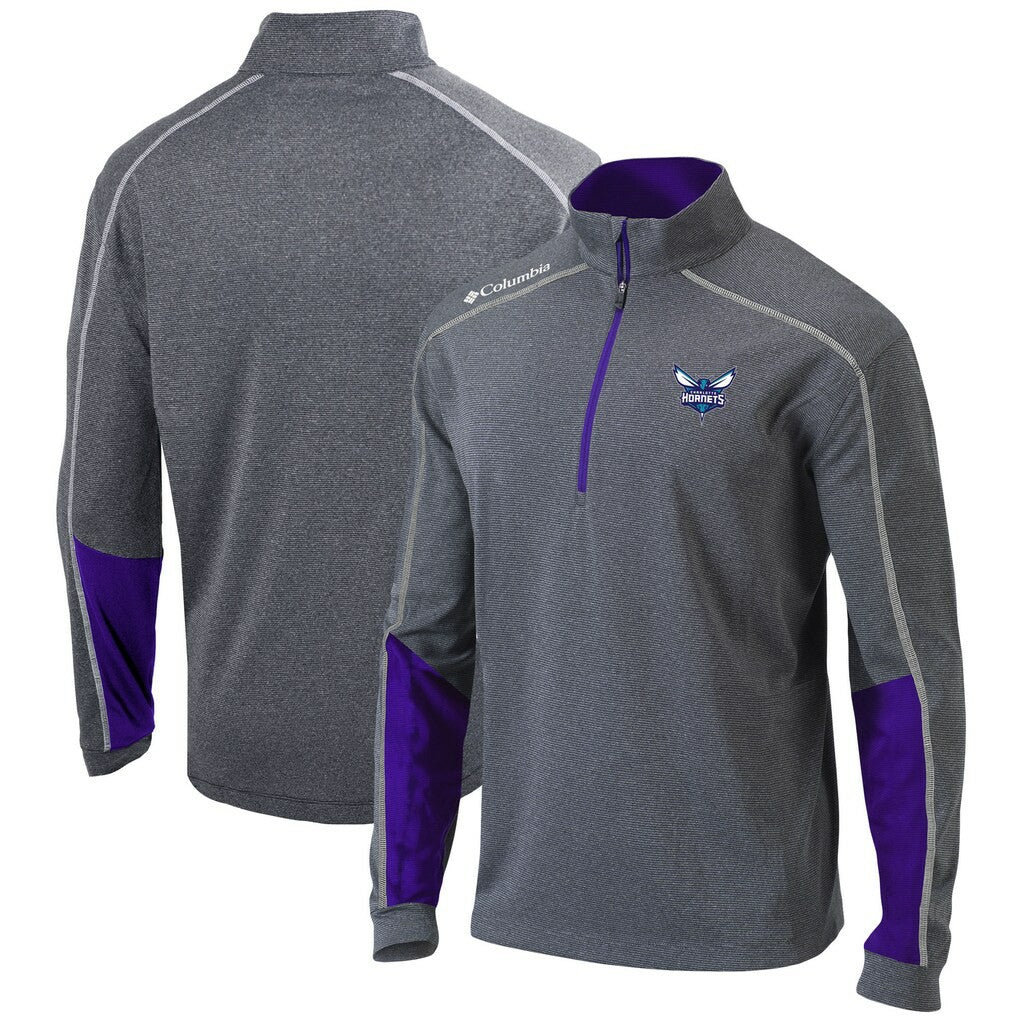 Charlotte Hornets Omni-Wick Shotgun 2.0 Quarter-Zip Pullover Top - Heathered Gray/Purple for sale