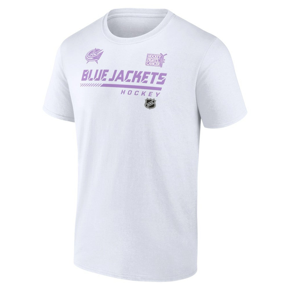Columbus Blue Jackets NHL Hockey Fights Cancer T-Shirt - White T-shirts