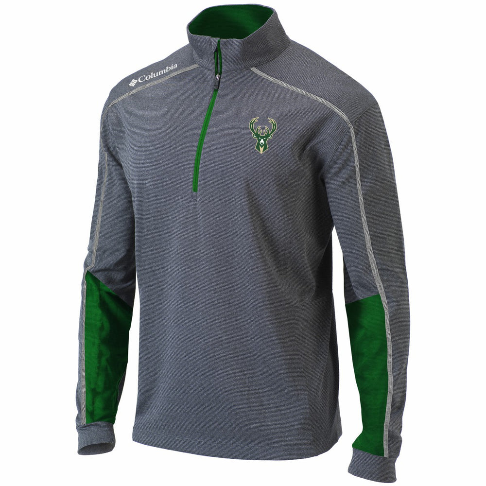 Milwaukee Bucks Omni-Wick Shotgun 2.0 Quarter-Zip Pullover Top - Heathered Gray/Green sale