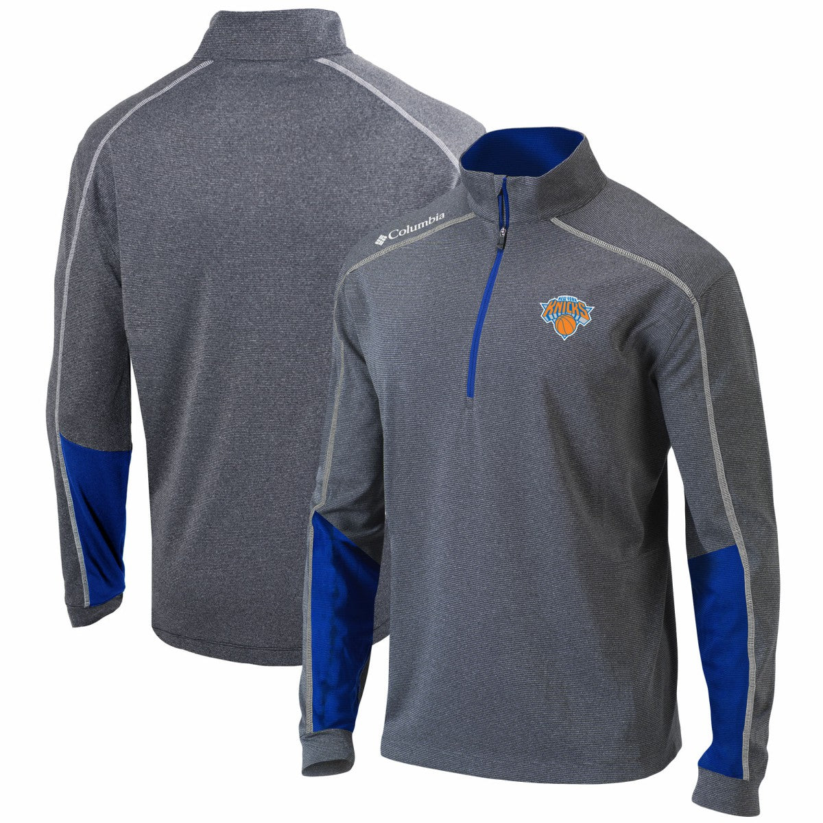 New York Knicks Omni-Wick Shotgun 2.0 Quarter-Zip Pullover Top - Heathered Gray/Blue online