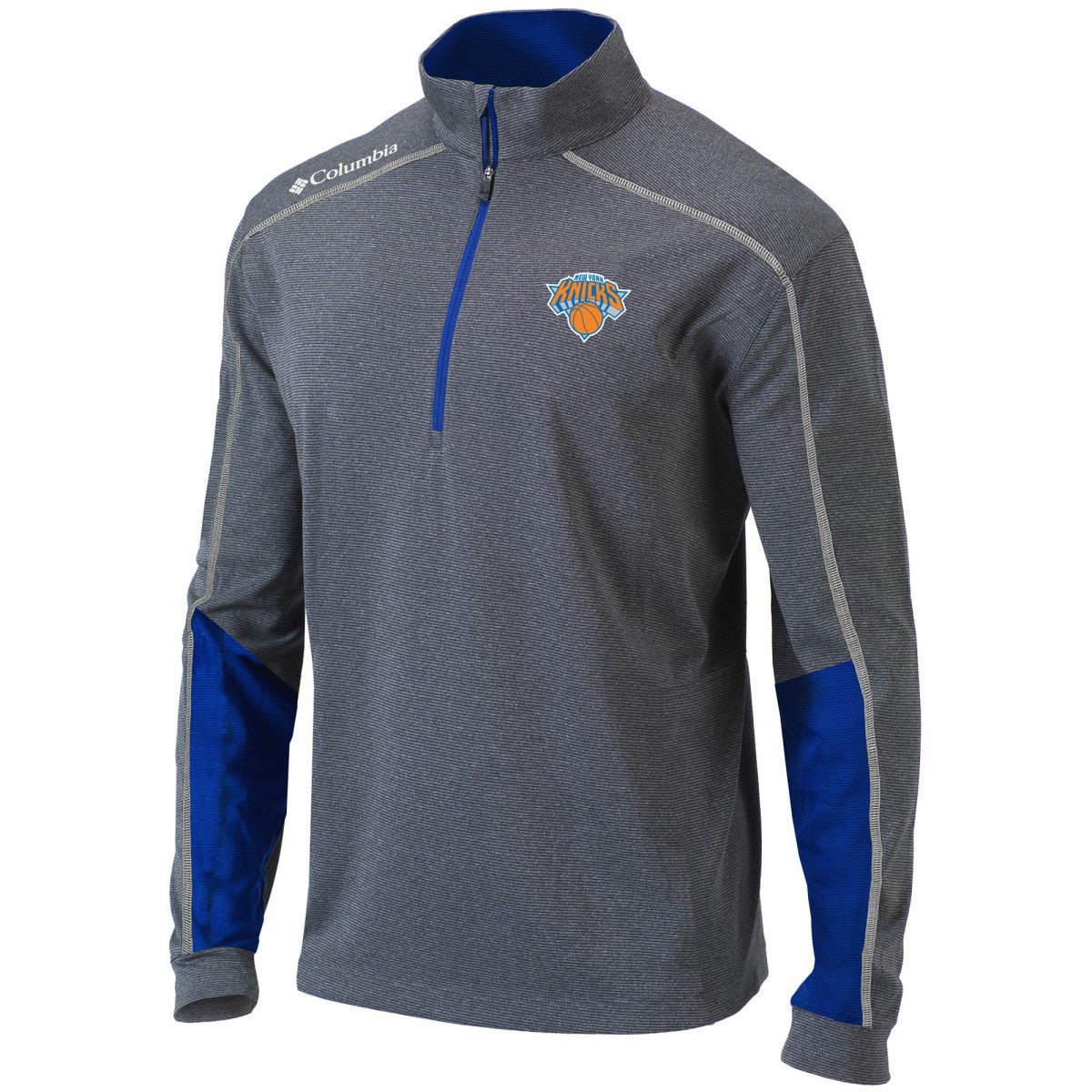 New York Knicks Omni-Wick Shotgun 2.0 Quarter-Zip Pullover Top - Heathered Gray/Blue online