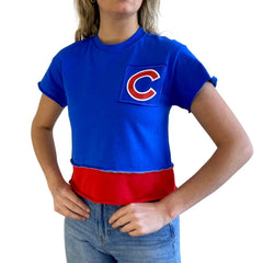 Chicago Cubs Refried Apparel Women's Cropped T-Shirt Royal