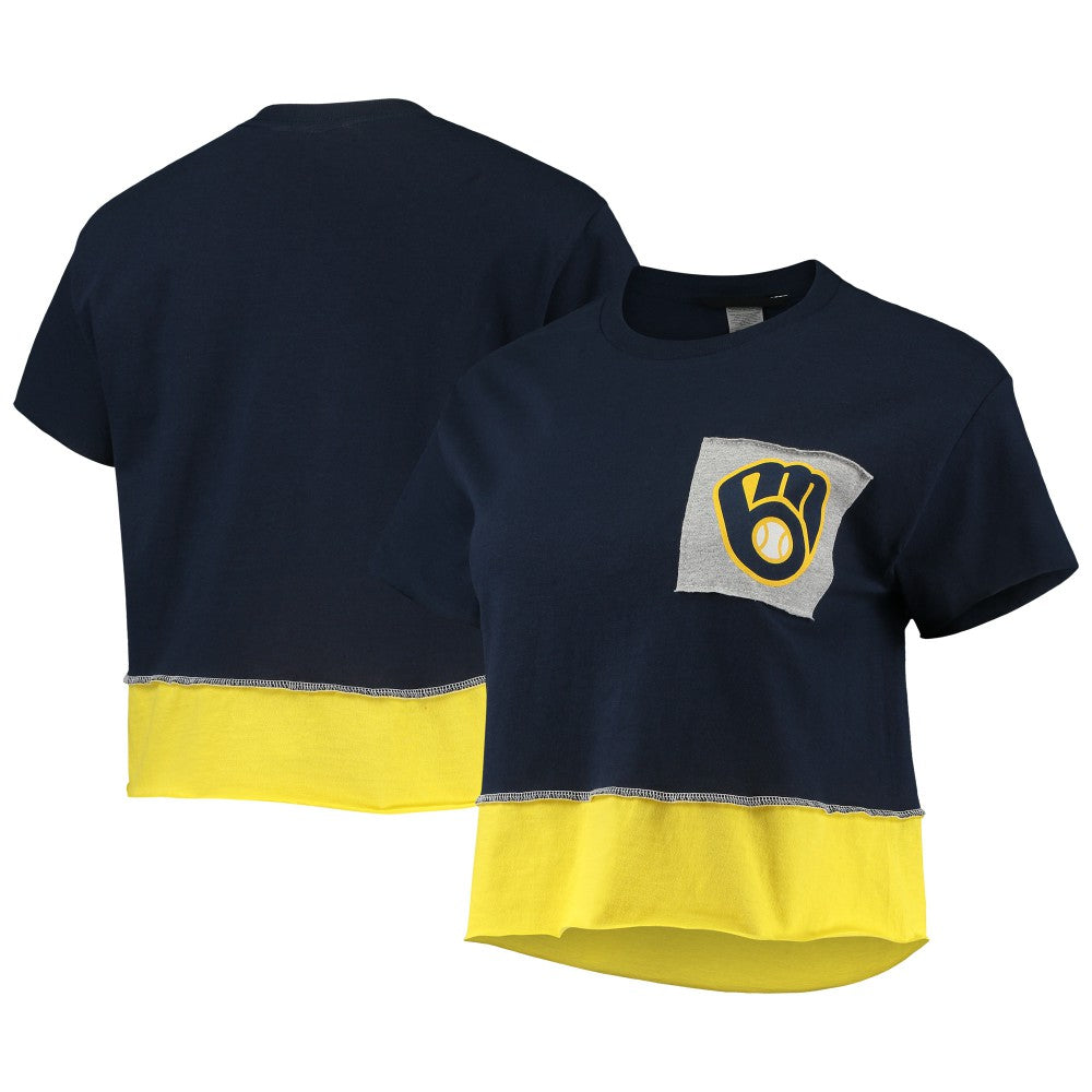 Milwaukee Brewers Refried Apparel Women's Cropped T-Shirt Navy