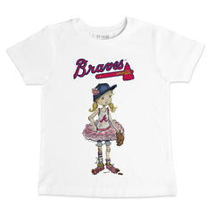 Atlanta Braves Tiny Turnip Youth Baseball Babes T-Shirt White
