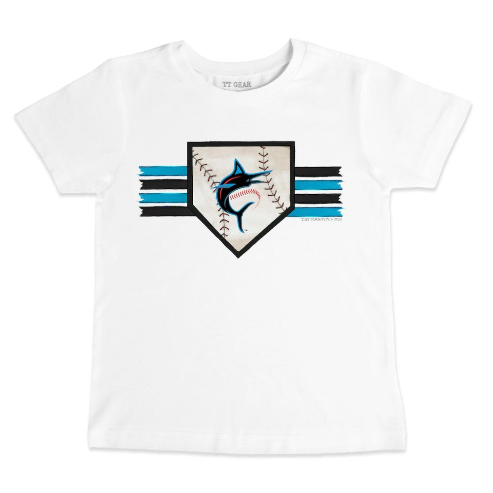 Miami Marlins Tiny Turnip Youth Base Stripe T-Shirt White