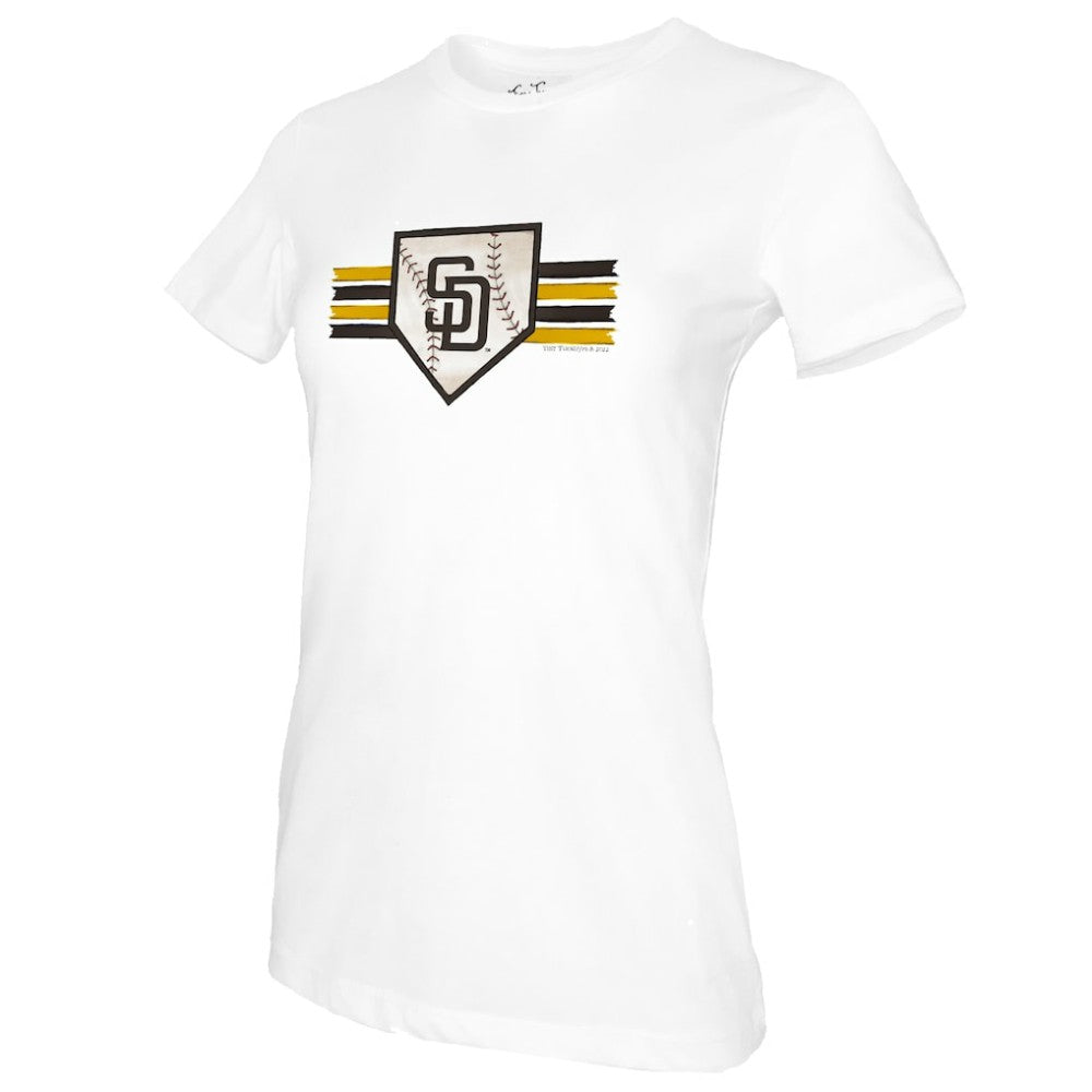 San Diego Padres Tiny Turnip Women's Base Stripe T-Shirt White