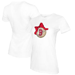 Boston Red Sox Tiny Turnip Women's Baseball Bow T-Shirt White