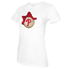 Philadelphia Phillies Tiny Turnip Women's Baseball Bow T-Shirt White