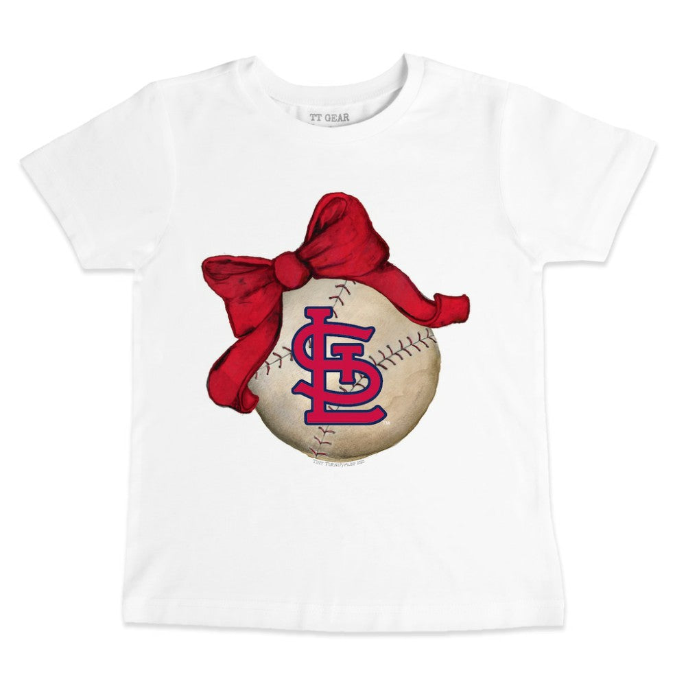 St. Louis Cardinals Tiny Turnip Youth Baseball Bow T-Shirt White