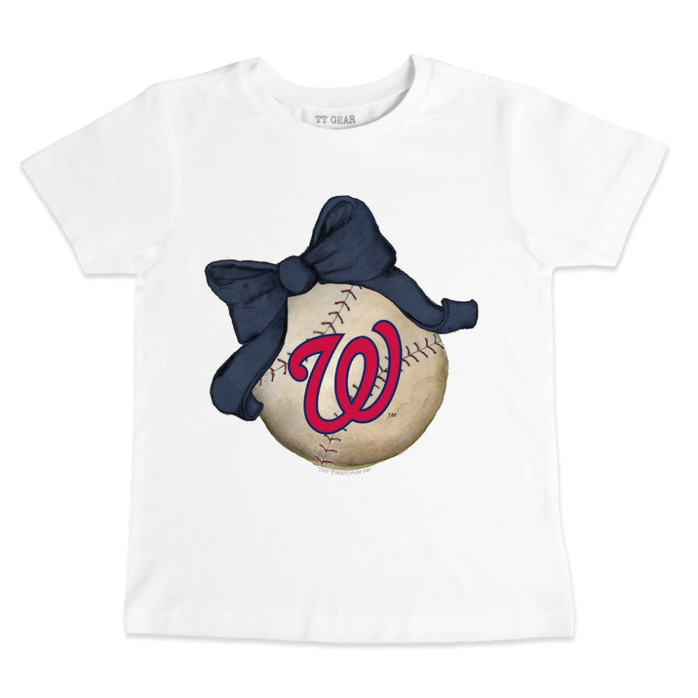 Washington Nationals Tiny Turnip Youth Baseball Bow T-Shirt White