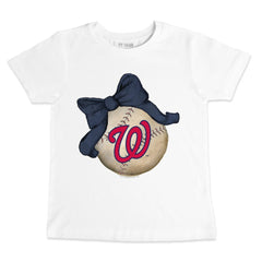 Washington Nationals Tiny Turnip Youth Baseball Bow T-Shirt White