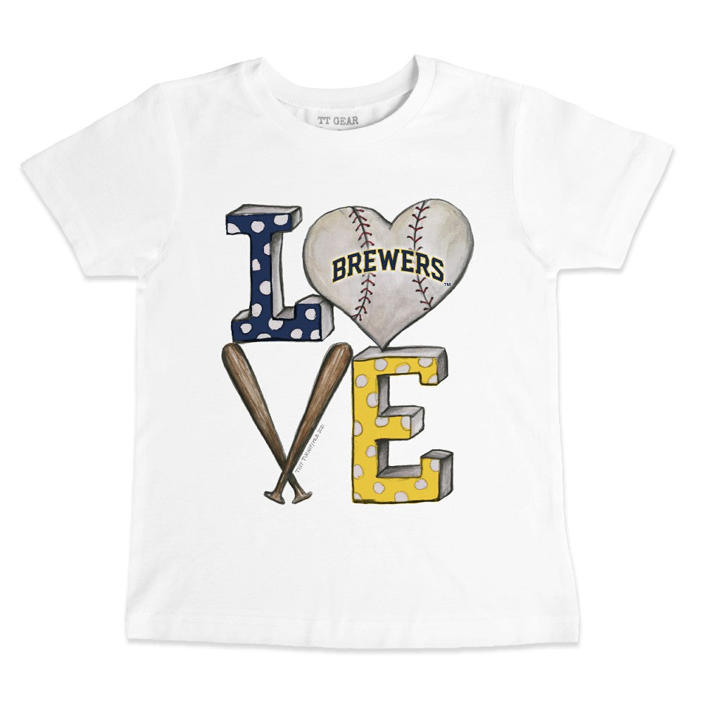 Milwaukee Brewers Tiny Turnip Youth Baseball Love T-Shirt White