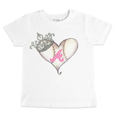 Atlanta Braves Tiny Turnip Youth Baseball Tiara Heart T-Shirt White