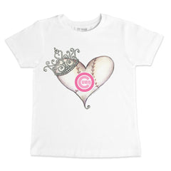 Chicago Cubs Tiny Turnip Youth Baseball Tiara Heart T-Shirt White