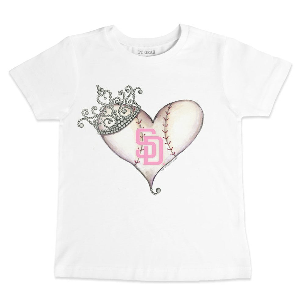 San Diego Padres Tiny Turnip Youth Baseball Tiara Heart T-Shirt White
