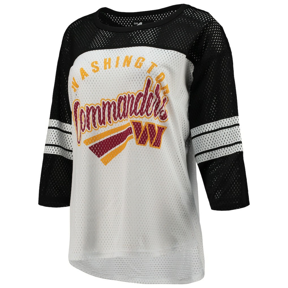 Washington Commanders G-III 4Her by Carl Banks Women's First Team 3/4-Sleeve Mesh T-Shirt - White/Black online