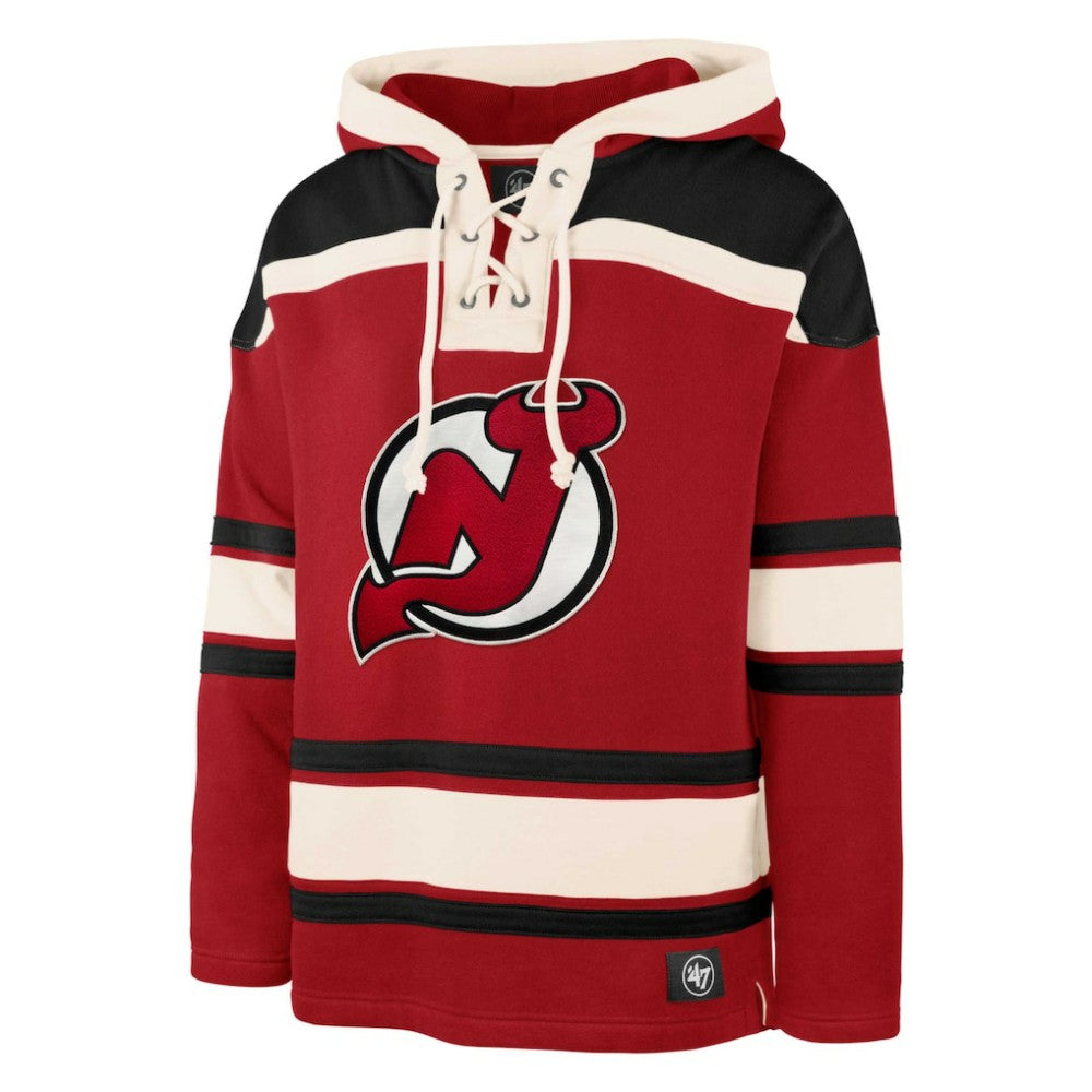 Jack Hughes New Jersey Devils '47 Player Lacer Pullover Hoodie - Red Jerseys