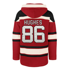 Jack Hughes New Jersey Devils '47 Player Lacer Pullover Hoodie - Red Jerseys