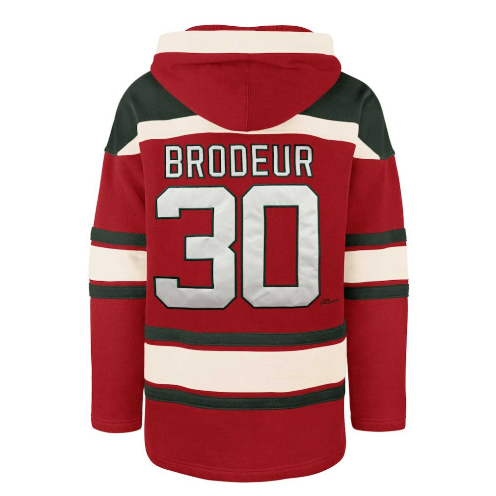 Martin Brodeur New Jersey Devils '47 Retired Player Name & Number Lacer Pullover Hoodie - Red Jerseys