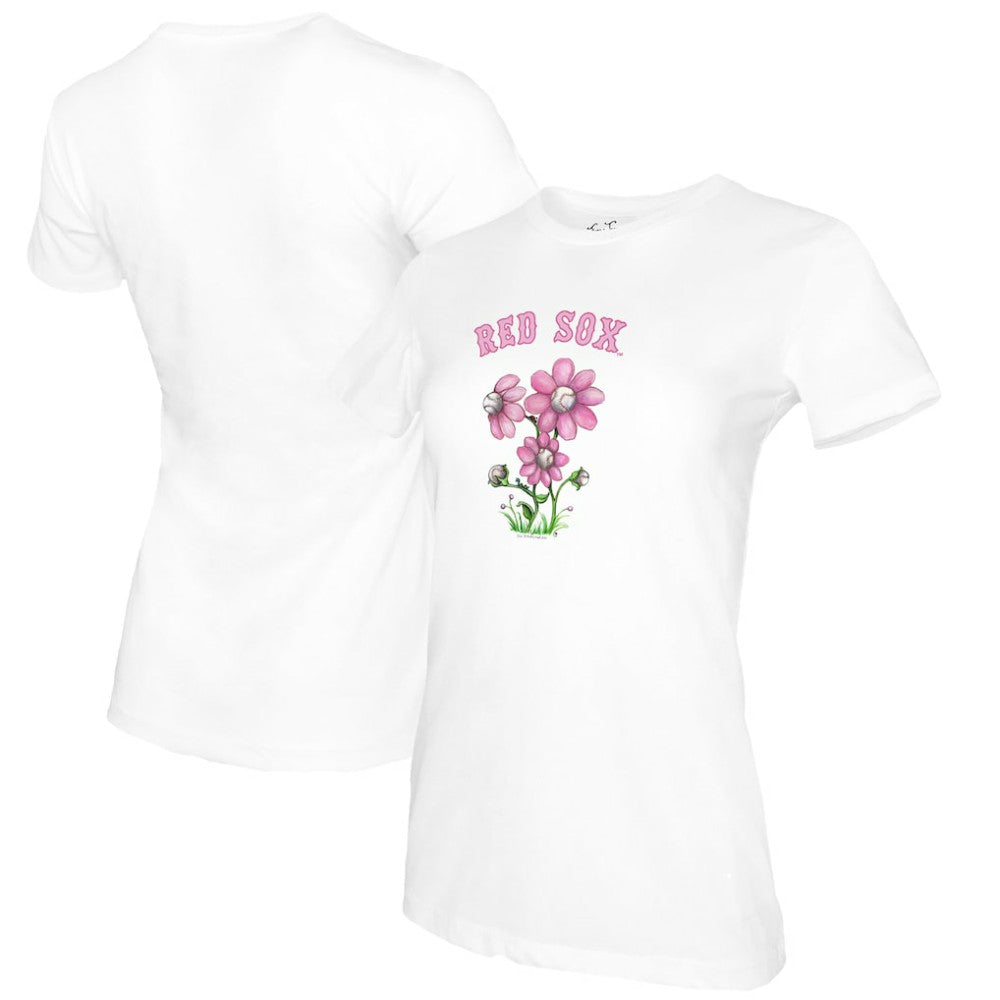 Boston Red Sox Tiny Turnip Women's Blooming Baseballs T-Shirt White