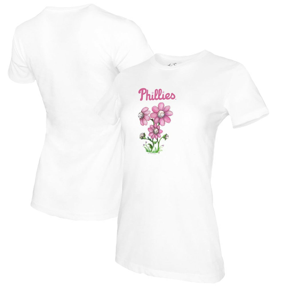 Philadelphia Phillies Tiny Turnip Women's Blooming Baseballs T-Shirt White