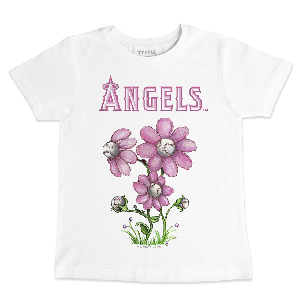 Los Angeles Angels Tiny Turnip Youth Blooming Baseballs T-Shirt White
