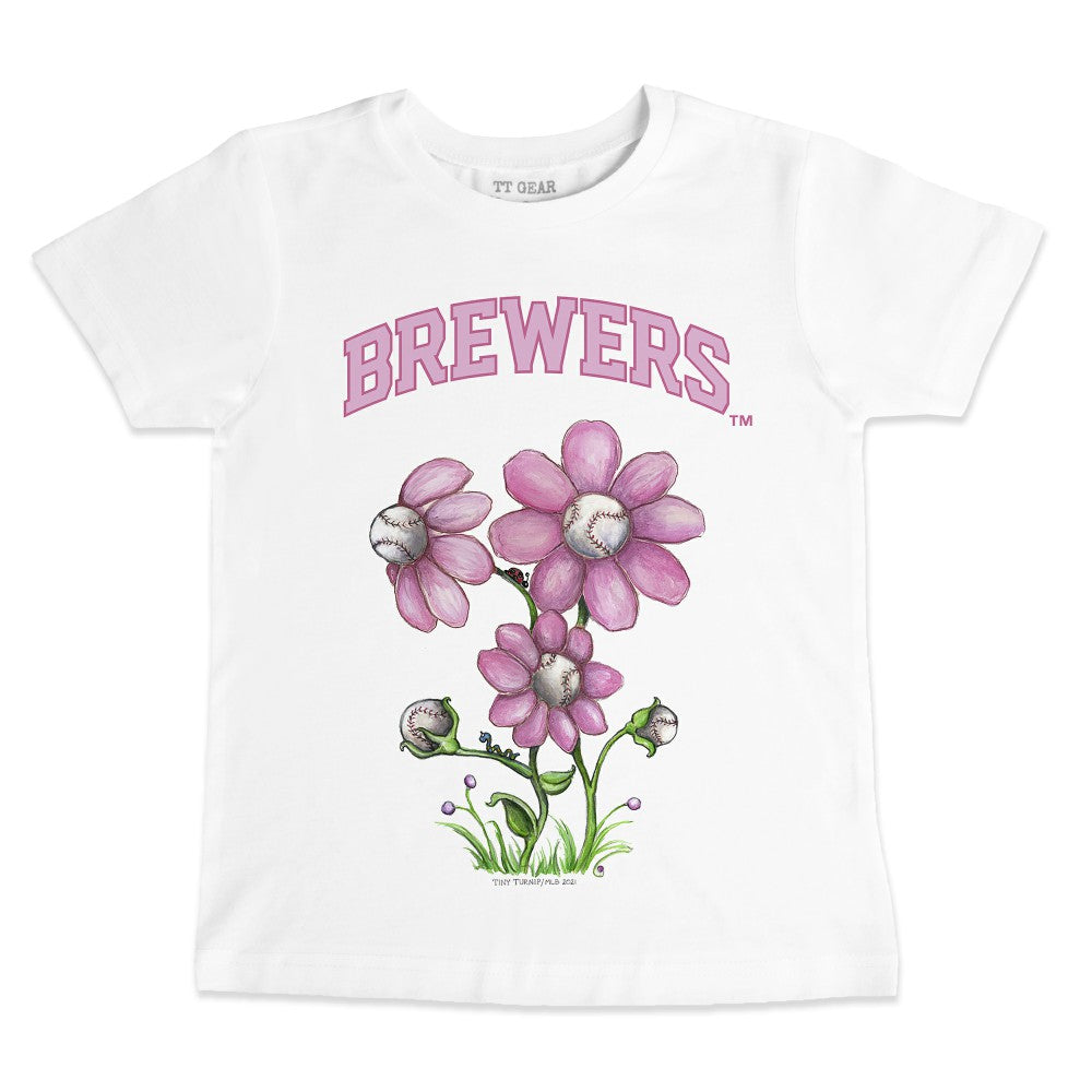Milwaukee Brewers Tiny Turnip Youth Blooming Baseballs T-Shirt White