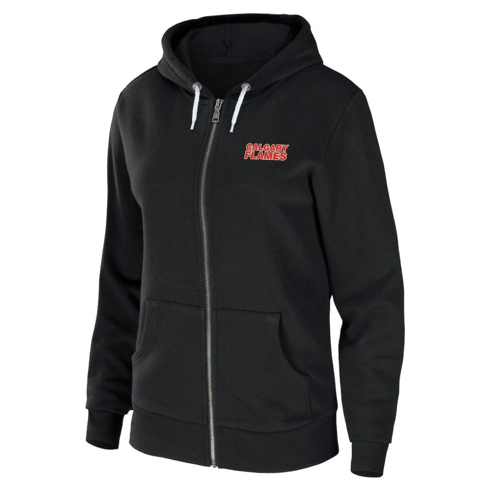 Calgary Flames WEAR by Erin Andrews Women's Sponge Fleece Full-Zip Hoodie - Black Hoodies