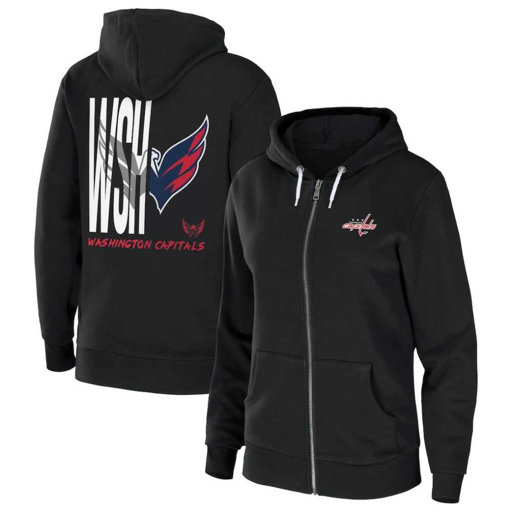 Washington Capitals WEAR by Erin Andrews Women's Sponge Fleece Full-Zip Hoodie - Black Hoodies