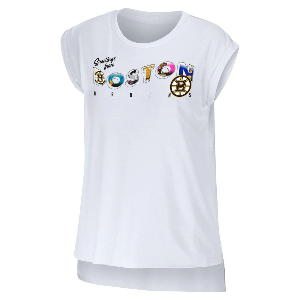 Boston Bruins WEAR by Erin Andrews Women's Greetings From Muscle T-Shirt - White T-shirts