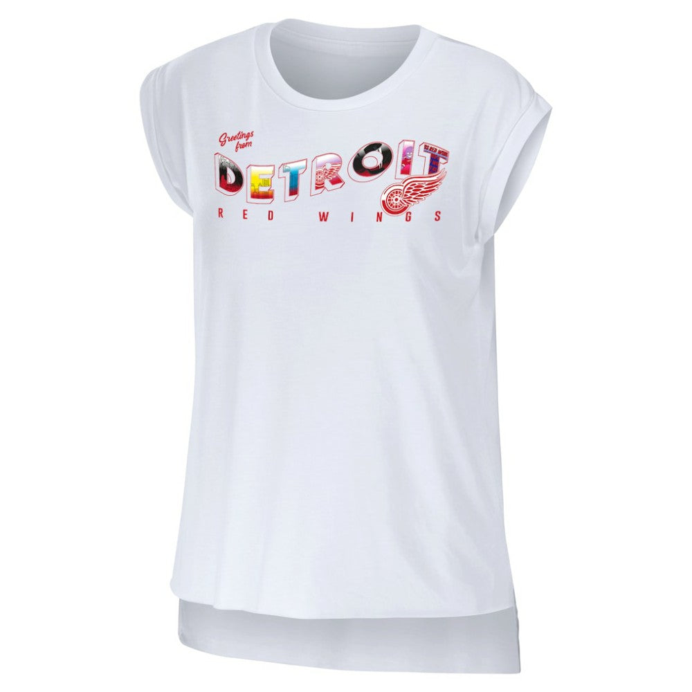 Detroit Red Wings WEAR by Erin Andrews Women's Greetings From Muscle T-Shirt - White T-shirts