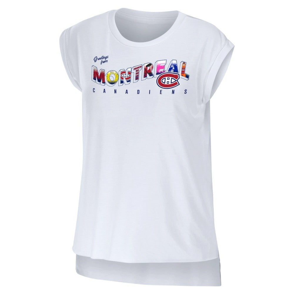 Montreal Canadiens WEAR by Erin Andrews Women's Greetings From Muscle T-Shirt - White T-shirts