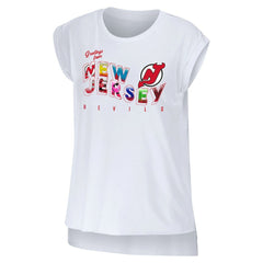 New Jersey Devils WEAR by Erin Andrews Women's Greetings From Muscle T-Shirt - White T-shirts