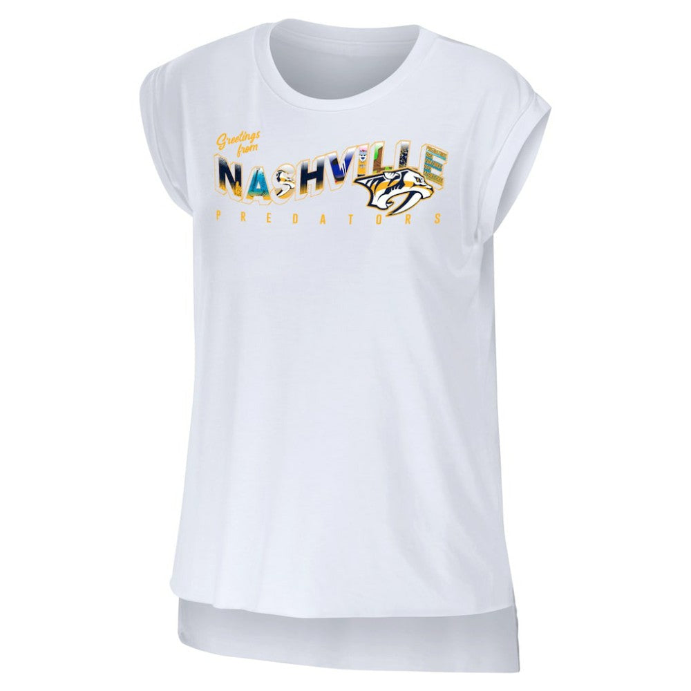 Nashville Predators WEAR by Erin Andrews Women's Greetings From Muscle T-Shirt - White T-shirts