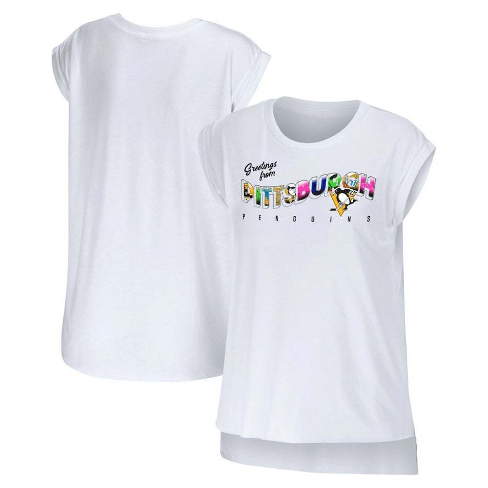 Pittsburgh Penguins WEAR by Erin Andrews Women's Greetings From Muscle T-Shirt - White T-shirts