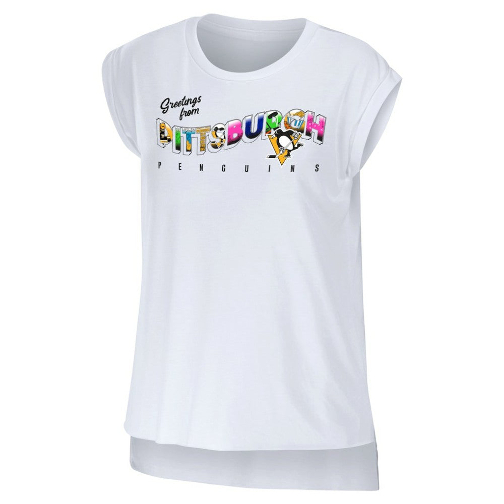 Pittsburgh Penguins WEAR by Erin Andrews Women's Greetings From Muscle T-Shirt - White T-shirts