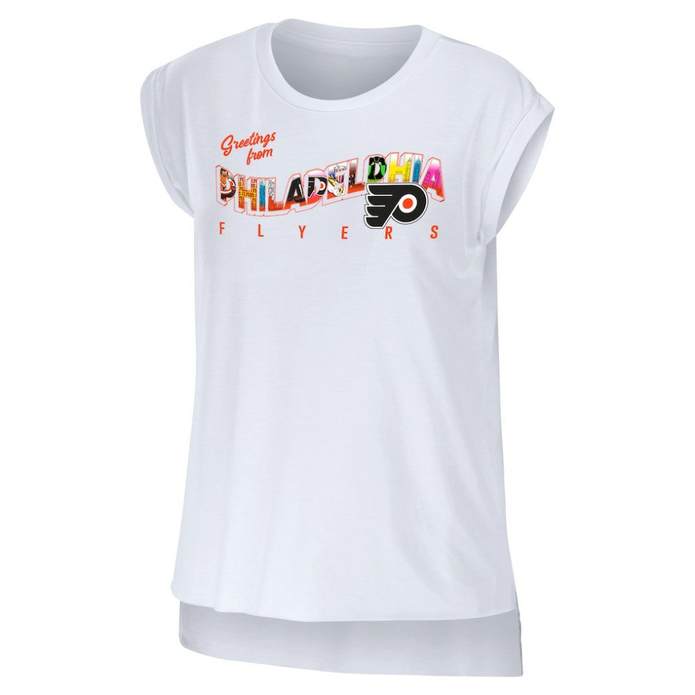 Philadelphia Flyers WEAR by Erin Andrews Women's Greetings From Muscle T-Shirt - White T-shirts