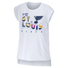 St. Louis Blues WEAR by Erin Andrews Women's Greetings From Muscle T-Shirt - White T-shirts