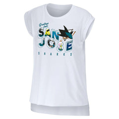 San Jose Sharks WEAR by Erin Andrews Women's Greetings From Muscle T-Shirt - White T-shirts