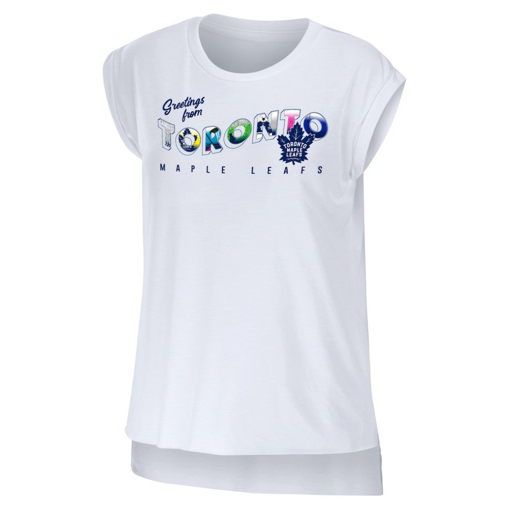 Toronto Maple Leafs WEAR by Erin Andrews Women's Greetings From Muscle T-Shirt - White T-shirts