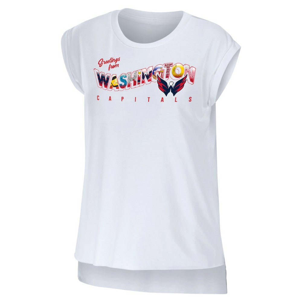 Washington Capitals WEAR by Erin Andrews Women's Greetings From Muscle T-Shirt - White T-shirts