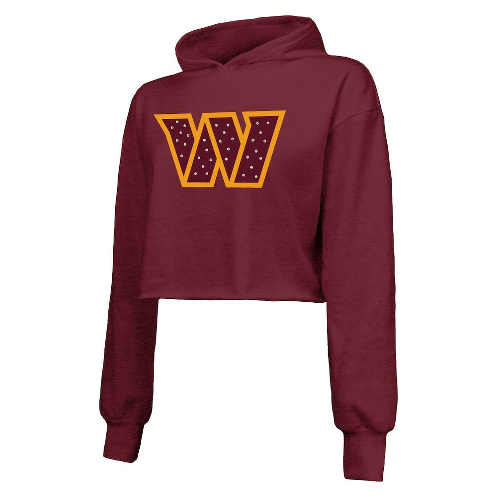 Washington Commanders Majestic Threads Women's Bling Tri-Blend Cropped Pullover Hoodie - Burgundy outlet