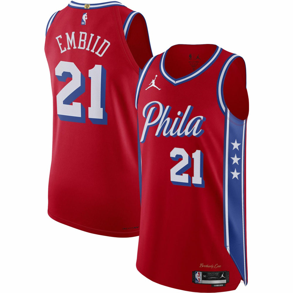 Joel Embiid Philadelphia 76ers Jordan Brand Authentic Player Jersey - Statement Edition - Red outlet