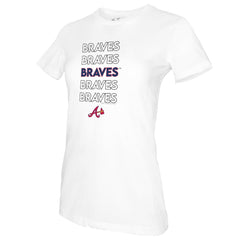 Atlanta Braves Tiny Turnip Women's Stacked T-Shirt White