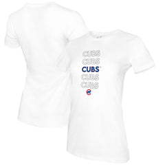 Chicago Cubs Tiny Turnip Women's Stacked T-Shirt White