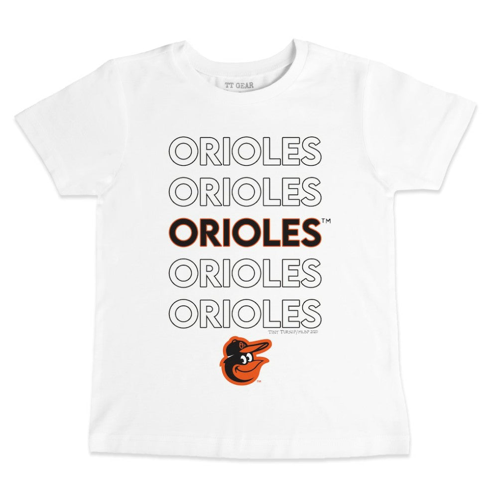 Baltimore Orioles Tiny Turnip Youth Stacked T-Shirt White